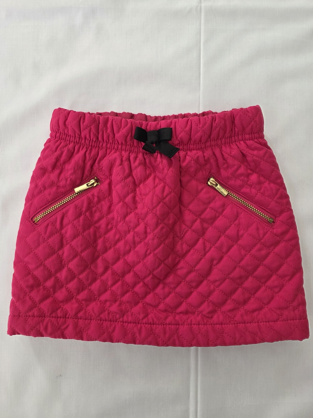 Girls' Quilted Hot Pink Skirt with Gold Zipper Details